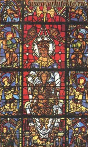 "The Virgin and Child" stained-glass window of the cathedral in Chartres, created before 1200