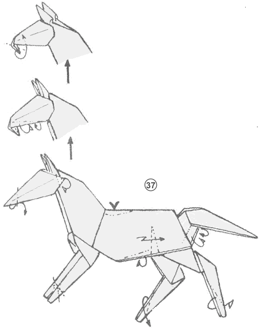 Оригами из бумаги лошадь схема